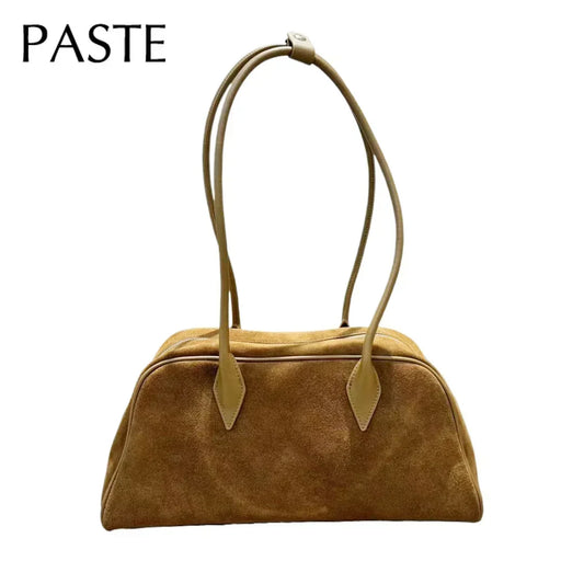 Genuine Leather Women's Bag Lazy Matte Suede Tote