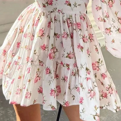 Elegant Floral Print Mini Dresses Fashion New 2025