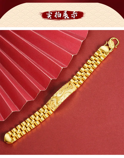Exquisite Luxury 24K 9999 Pure Gold real gold Men's Dragon Bracelet Men's Boss Chain Aggressive Vintage