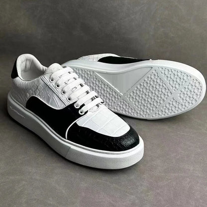2025 New Arrival Fashion Crocodile Skin Causal Shoes Men, Genuine Leather Sneakers