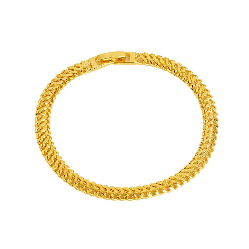 Luxury 24K 9999 Pure Gold real gold Snake Bone Bracelet Men's and Women's Watch Buckle Chain