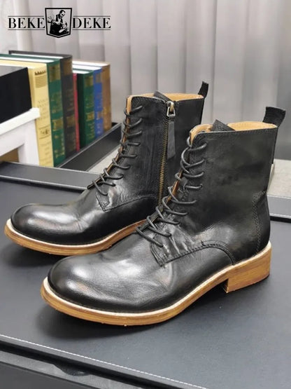 Handmade Durable British Style Genuine  Leather Boots for Men