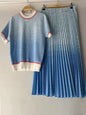Retro 2025 Women’s Spring/Summer Striped Knit Top & Skirt Set | Vintage Style Outfit