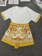 Luxury Summer Two-Piece Set Elegant Geometric Print Outfit