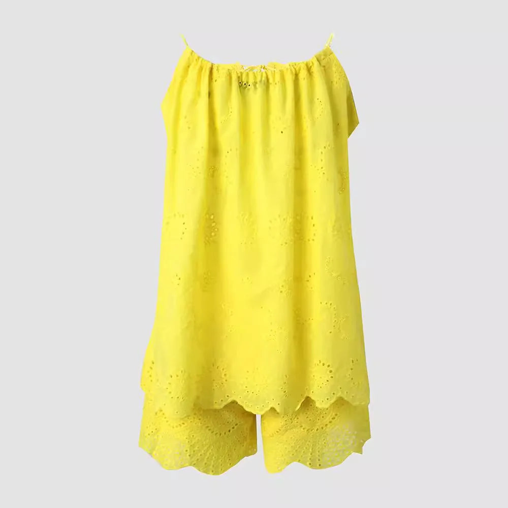 New Two Piece Sets Embroidered Summer Top Shorts for Women 2025