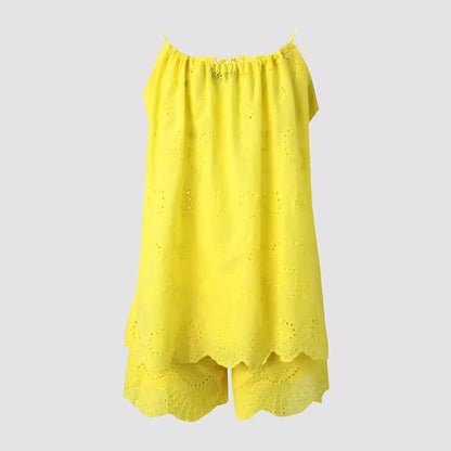 New Two Piece Sets Embroidered Summer Top Shorts for Women 2025