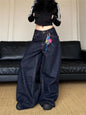 Vintage Deep Blue Wide Leg Jeans 2025 New