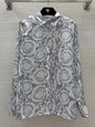 Luxury geometric printing long-sleeved shirt spring and summer new two-piece suit+high waist pleated skirt fashion women's suit
