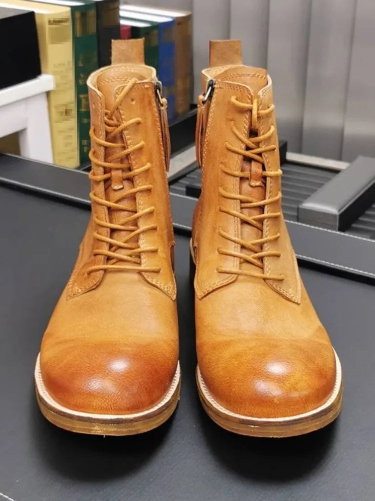 Handmade Durable British Style Genuine  Leather Boots for Men