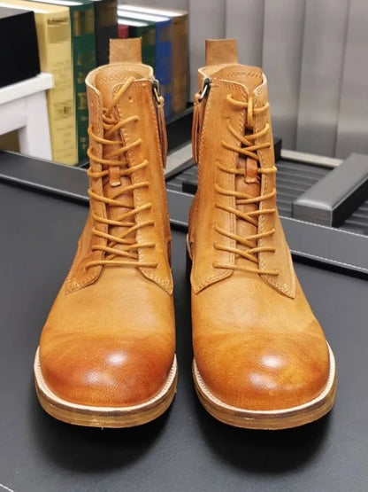 Handmade Durable British Style Genuine  Leather Boots for Men