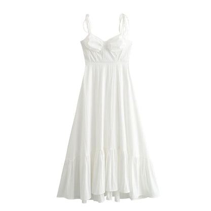 2025 New Spring Summer Maxi Dresses Fashion Women Lace Up Bow Sexy Sleeveless  Chic