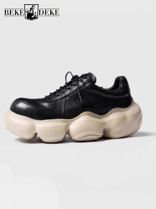 Handmade Genuine Leather Height Boost Sneakers Top Quality