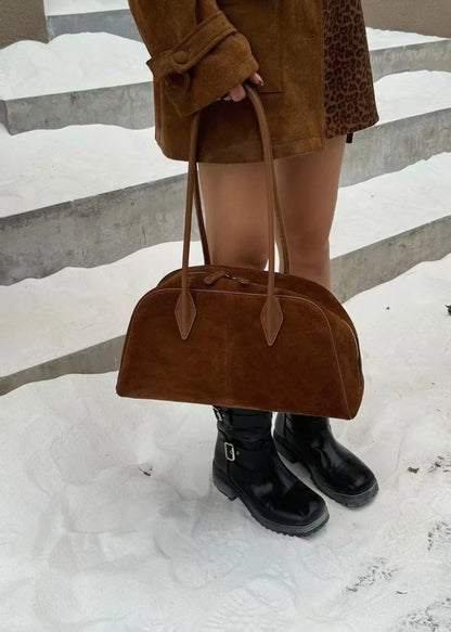 Genuine Leather Women's Bag Lazy Matte Suede Tote