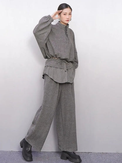 2025 New Autumn Winter Stand Collar Full Sleeve Zip-Up Sweatshirt & Pants Set