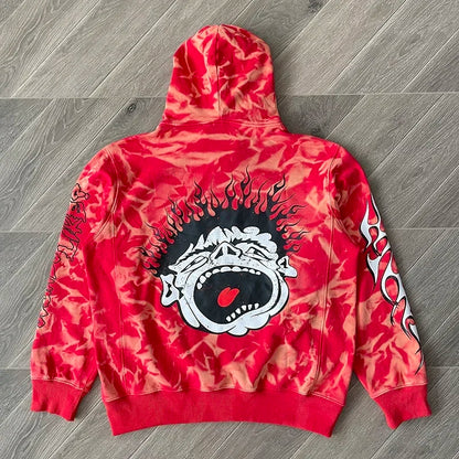 HS Records Red Bleached red casual Hoodie