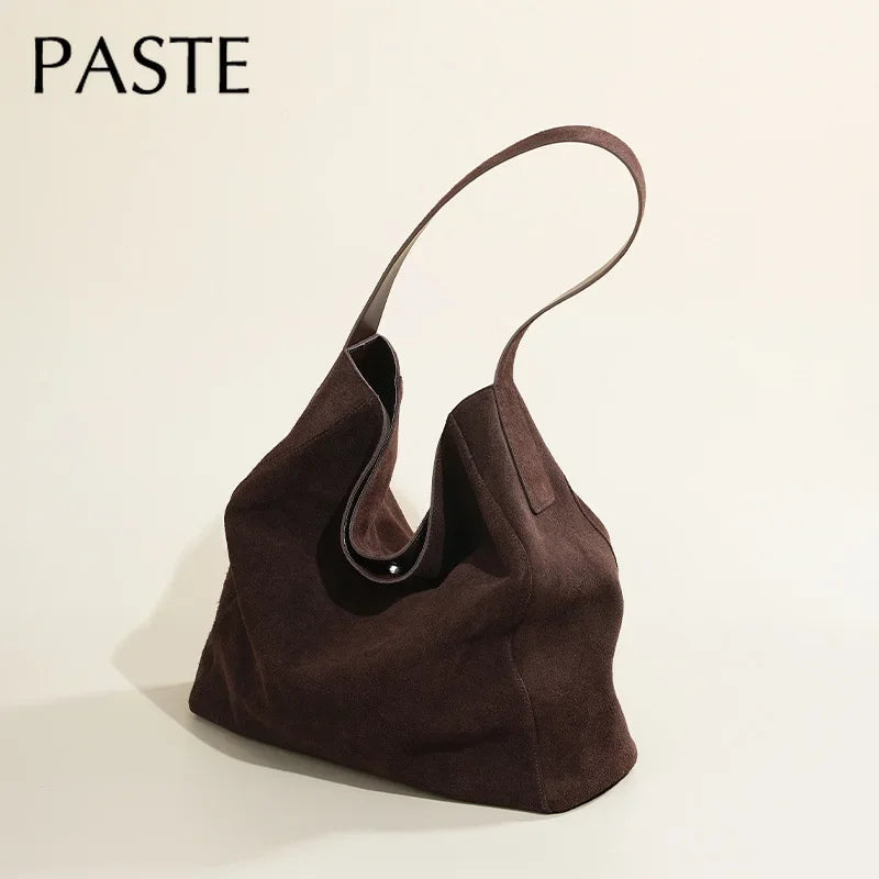 Travel-Ready Elegant Winter Purse Tote High Class Matte Suede Wool Shoulder