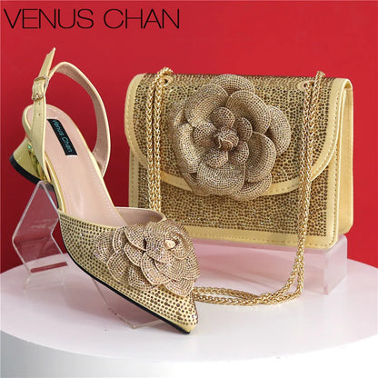 Peach Color Elegant Lady Shoes and Bag 2025