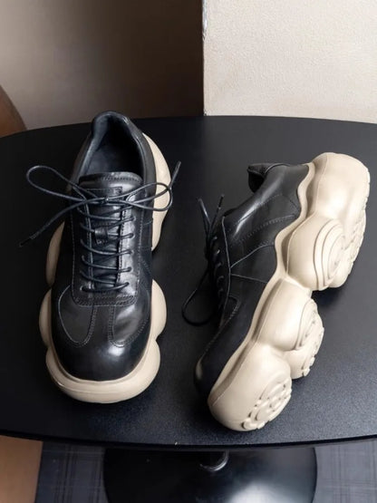Handmade Genuine Leather Height Boost Sneakers Top Quality