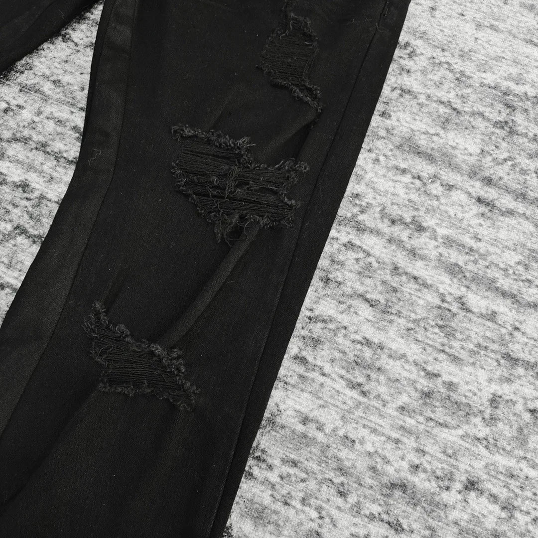 Men's Luxury distressed black flare jeans 2025