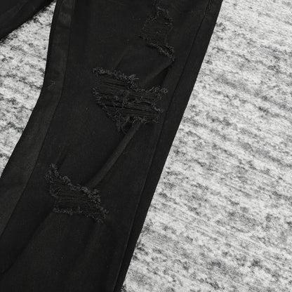 Men's Luxury distressed black flare jeans 2025