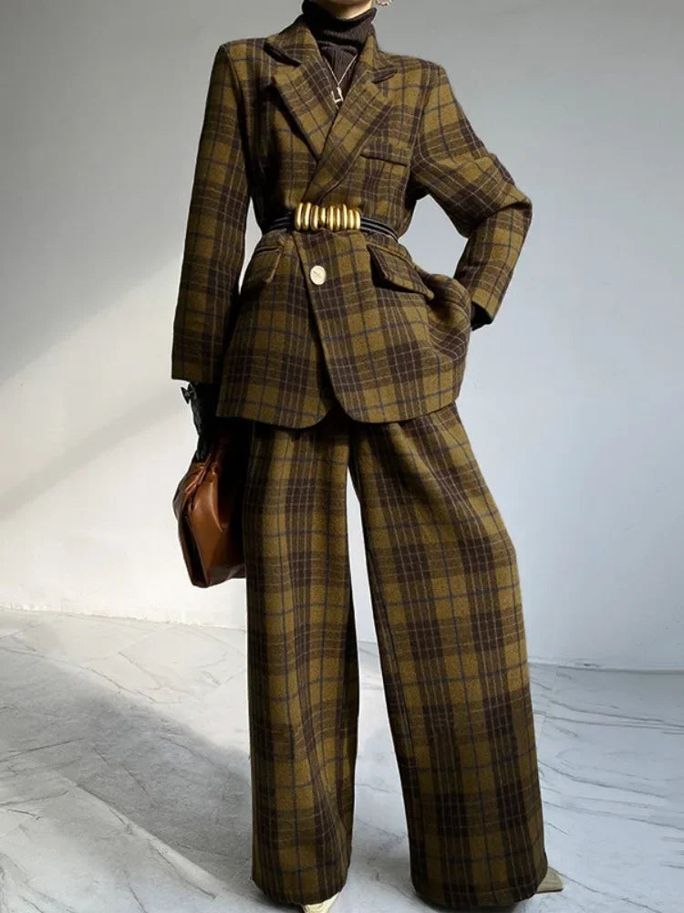 2025 New Urban Lady Classic Retro Plaid Woolen Jacket