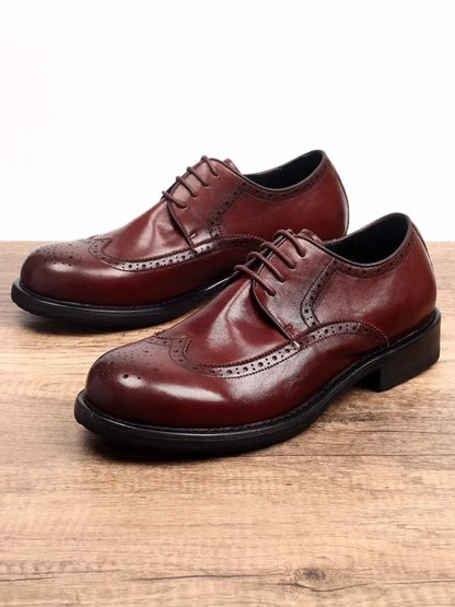Brogue Shoes Men Vintage Handmade  Genuine Leather Dress Shoes New
