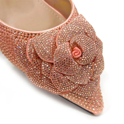 Peach Color Elegant Lady Shoes and Bag 2025