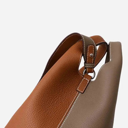 Patchwork Style Women Bucket Bag Lychee Texture Cowhide Luxury   Bag High Grade Ladies Handbag