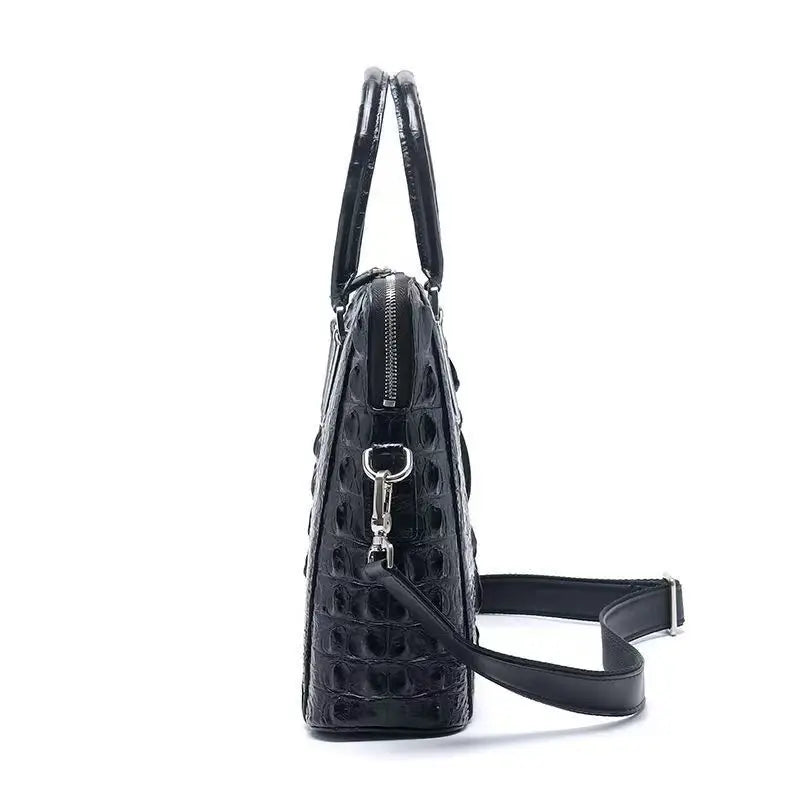 2025 Natural Crocodile Skin Men's Handbag, Shoulder Bag