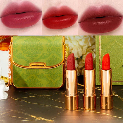 Makeup Korean Matte Lipstick Set Waterproof Long Lasting Leather Bag Velvet Vitamin Lip Gloss Kit Box
