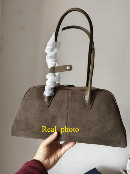 Genuine Leather Women's Bag Lazy Matte Suede Tote