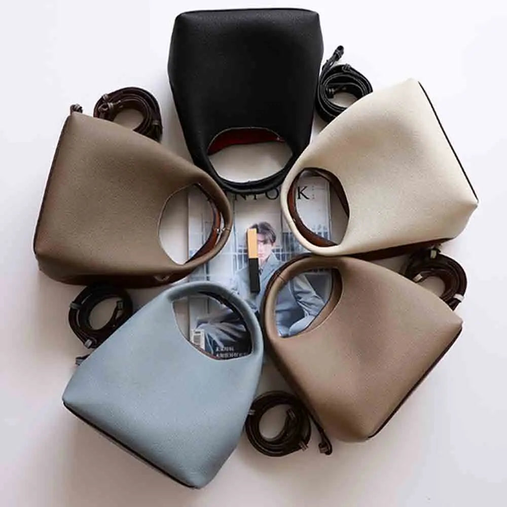 Patchwork Style Women Bucket Bag Lychee Texture Cowhide Luxury   Bag High Grade Ladies Handbag