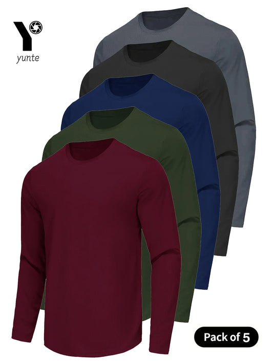 Sports Long-Sleeved 5-Color 5-Piece Men Sets New 2025