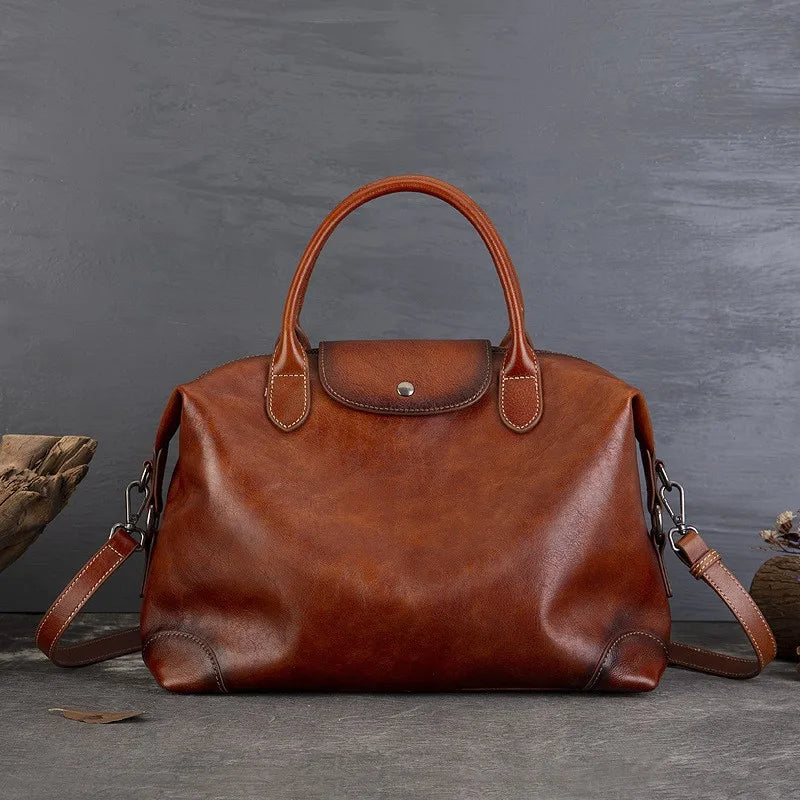2025 New Retro Genuine Leather Women's Bag Large Capacity Tote Bag
