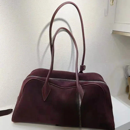 Genuine Leather Women's Bag Lazy Matte Suede Tote