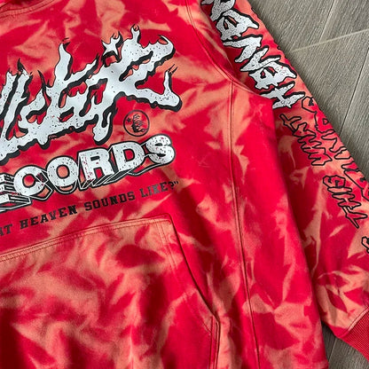 HS Records Red Bleached red casual Hoodie