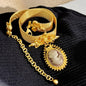 Elegant Vintage Collarbone Oval Portrait Chain Necklace for Women