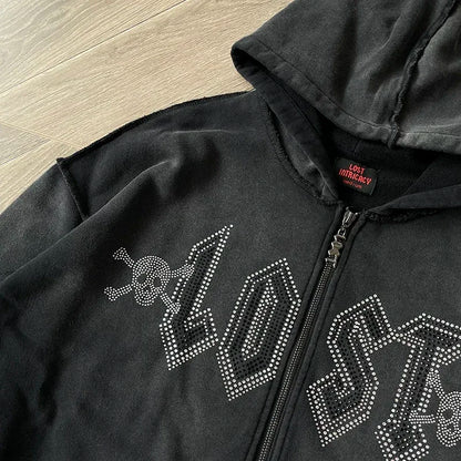 Lost Intricacy Lavender Zip Up Wash water Hoodie