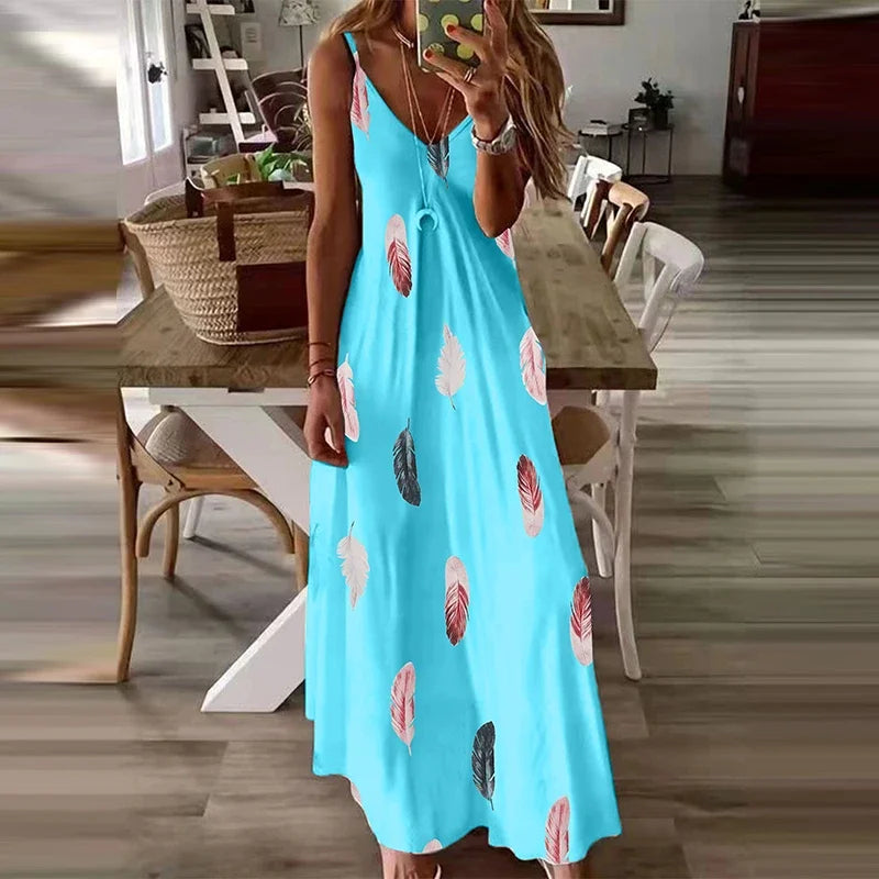 8-Colour Chic V-Neck Maxi Dress Casual Comfort