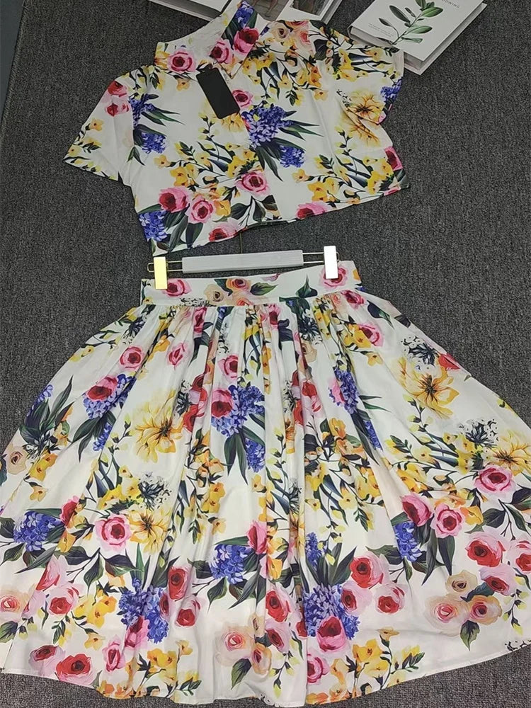 Spring and Summer Women's New Printed Two-Piece Suit