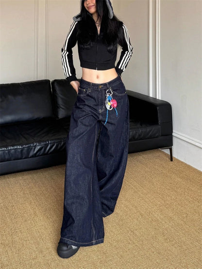Vintage Deep Blue Wide Leg Jeans 2025 New