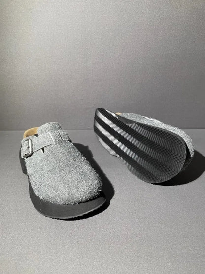 Vintage Cow Suede Outside Genuine Leather Platform Sandal Men Casual Harajuku Sandals