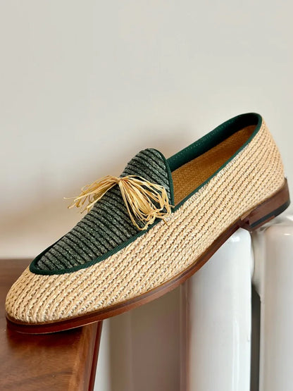 Handmade Breathable Summer Dress Shoes Straw Weave Comfortable & Colorful