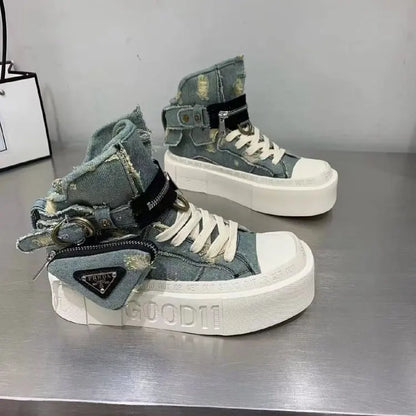 Shoes for Women's Ankle Boots Trendy Retro Denim High-quality Luxury Shoes