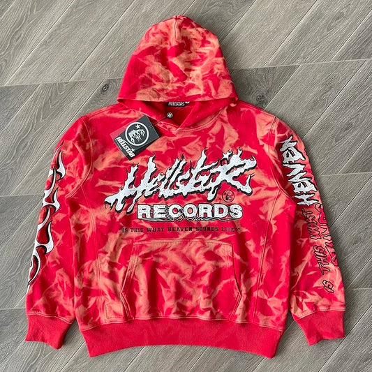 HS Records Red Bleached red casual Hoodie