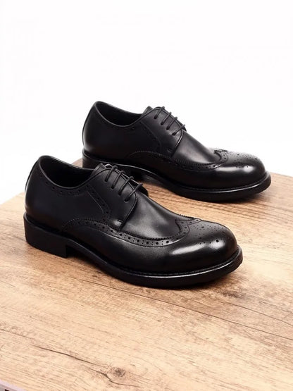 Brogue Shoes Men Vintage Handmade  Genuine Leather Dress Shoes New