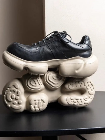 Handmade Genuine Leather Height Boost Sneakers Top Quality