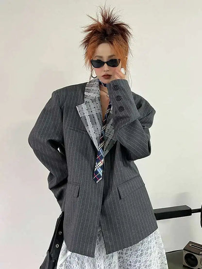 Elegant Long Sleeve Lace Blazer Jacket Big Size Spring Autumn 2025