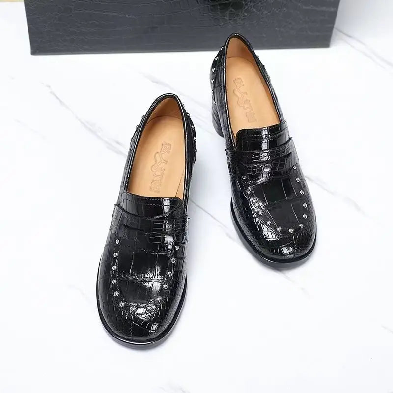 2025 New Arrival Fashion Crocodile Belly skin causal shoes women, Genuine leather