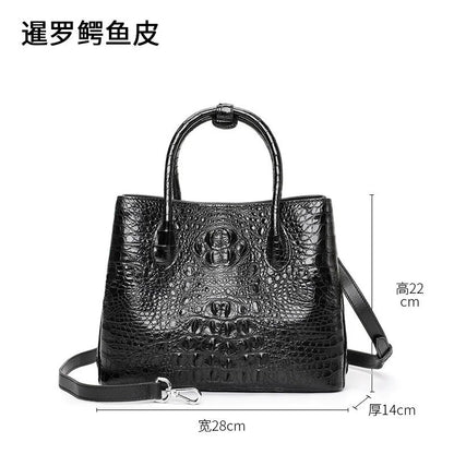 2025 Women Handbags Crocodile Skin Casual Zipper Tote Purse Large Capacity Real Leather Bags